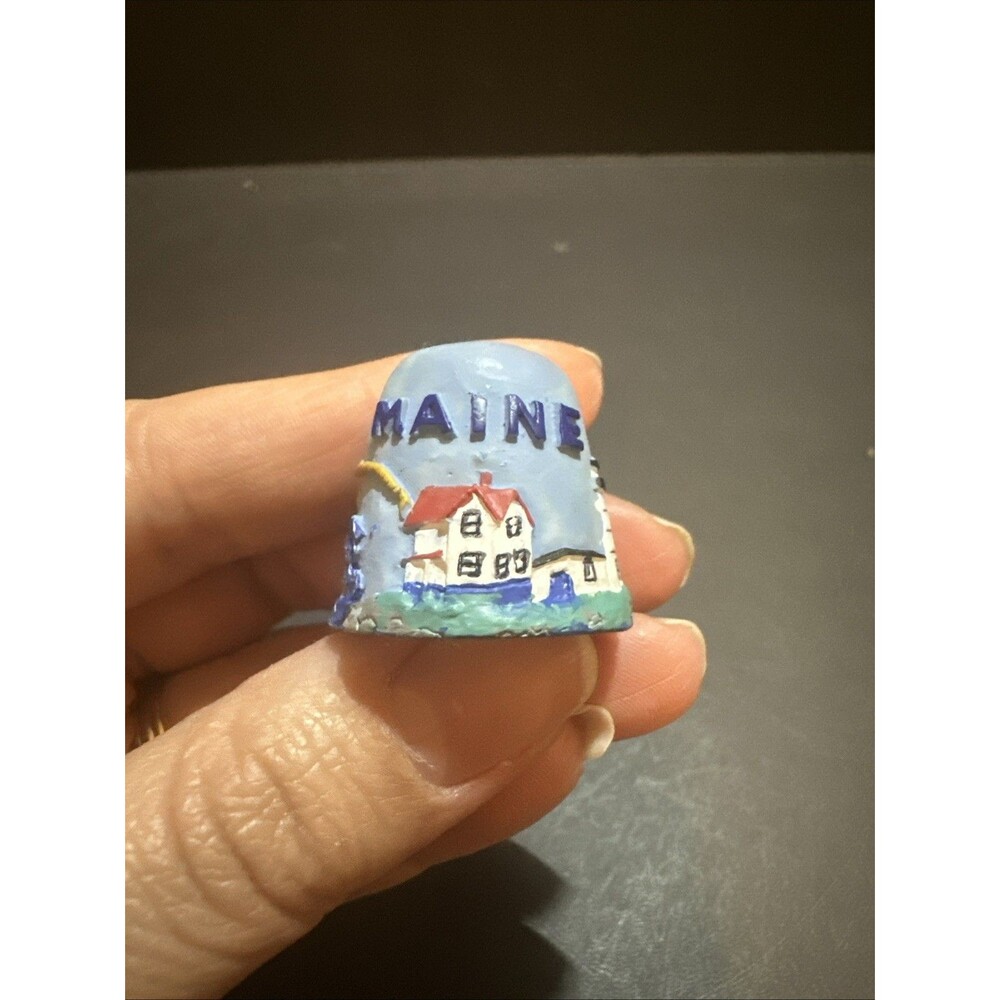 Souvenir Thimble; Maine;‎ Lobster; Blue